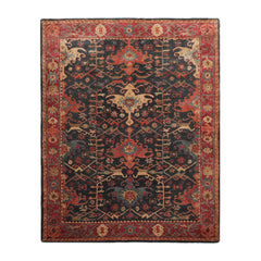 9 x 12  Navy Wine Burnt Orange Color Hand Tufted All-Over 100% Wool Arts & Crafts Oriental Rug