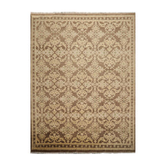 9x12 Brown, Tan, Light Gold Color Hand Knotted All-Over 100% Wool Traditional Oriental Rug