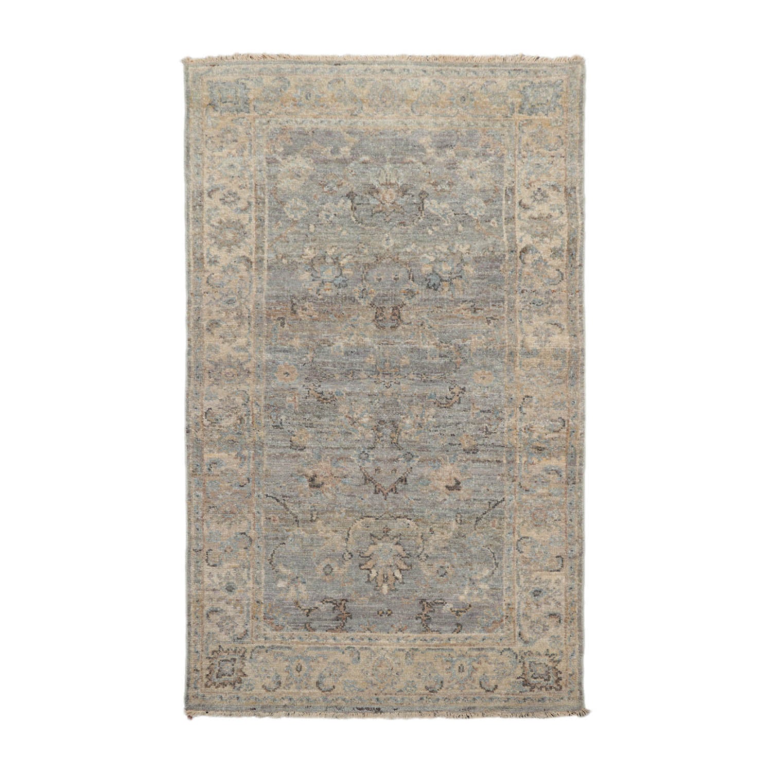 3x5 Gray, Beige, Taupe Color Hand Knotted All-Over 100% Wool Traditional Oriental Rug