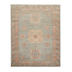 8x10 Mint, Blush, Brown Color Hand Knotted All-Over 100% Wool Traditional Oriental Rug