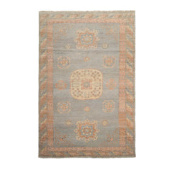 6x9 Mint, Blush, Ivory Color Hand Knotted All-Over 100% Wool Traditional Oriental Rug