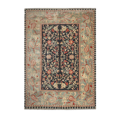 10' 4''x14' 9'' Black Pale Aqua Rust Color Hand Knotted All-Over 100% Wool Traditional Oriental Rug