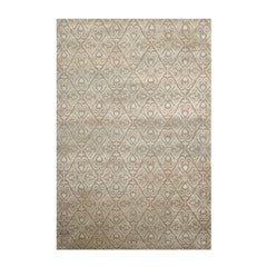 6x9 Aqua, Beige Color Hand Knotted All-Over Wool & Silk Traditional Oriental Rug