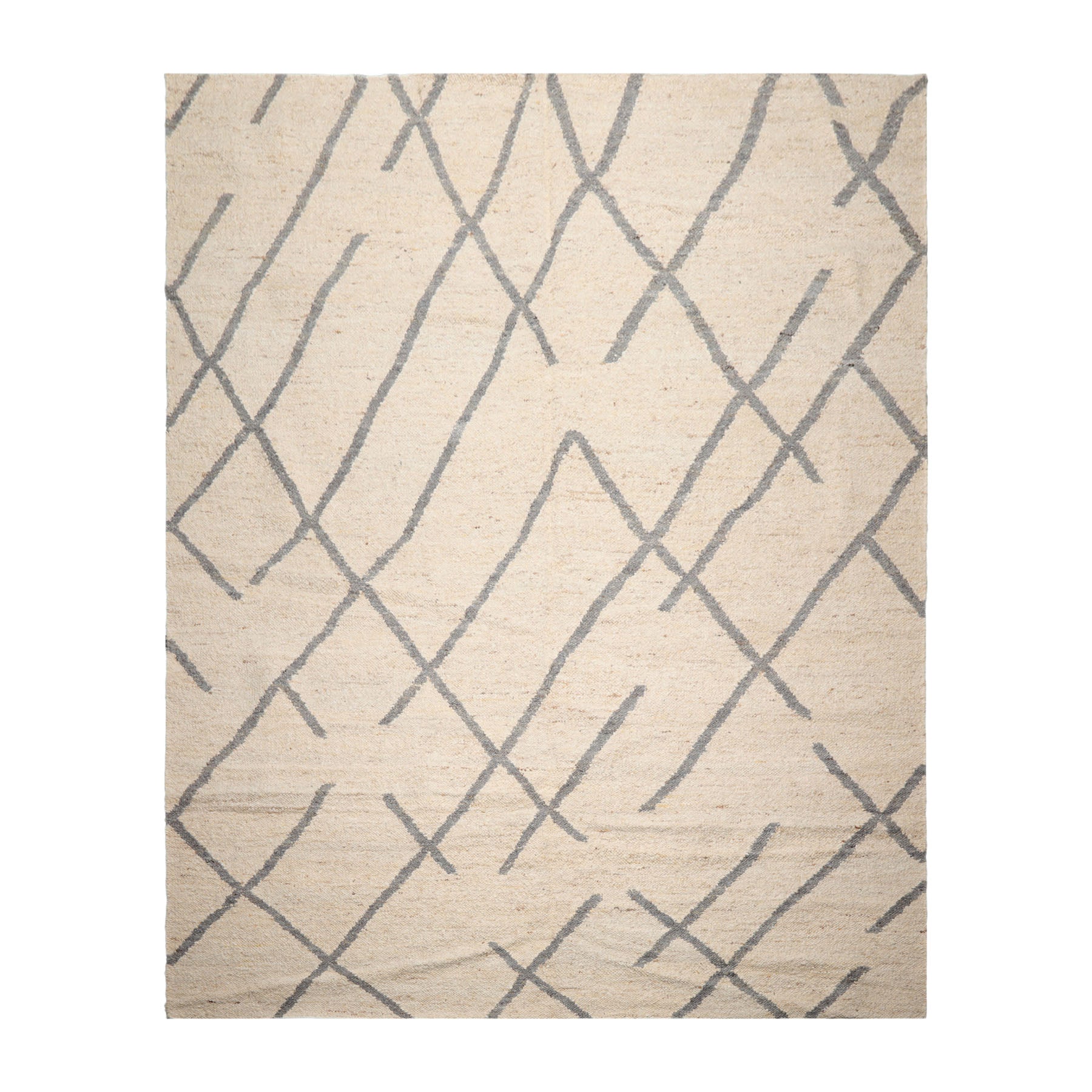 10' 6''x14' 11'' Oatmeal Beige Gray Color Hand Woven Flat Weave 100% Wool Modern & Contemporary Oriental Rug