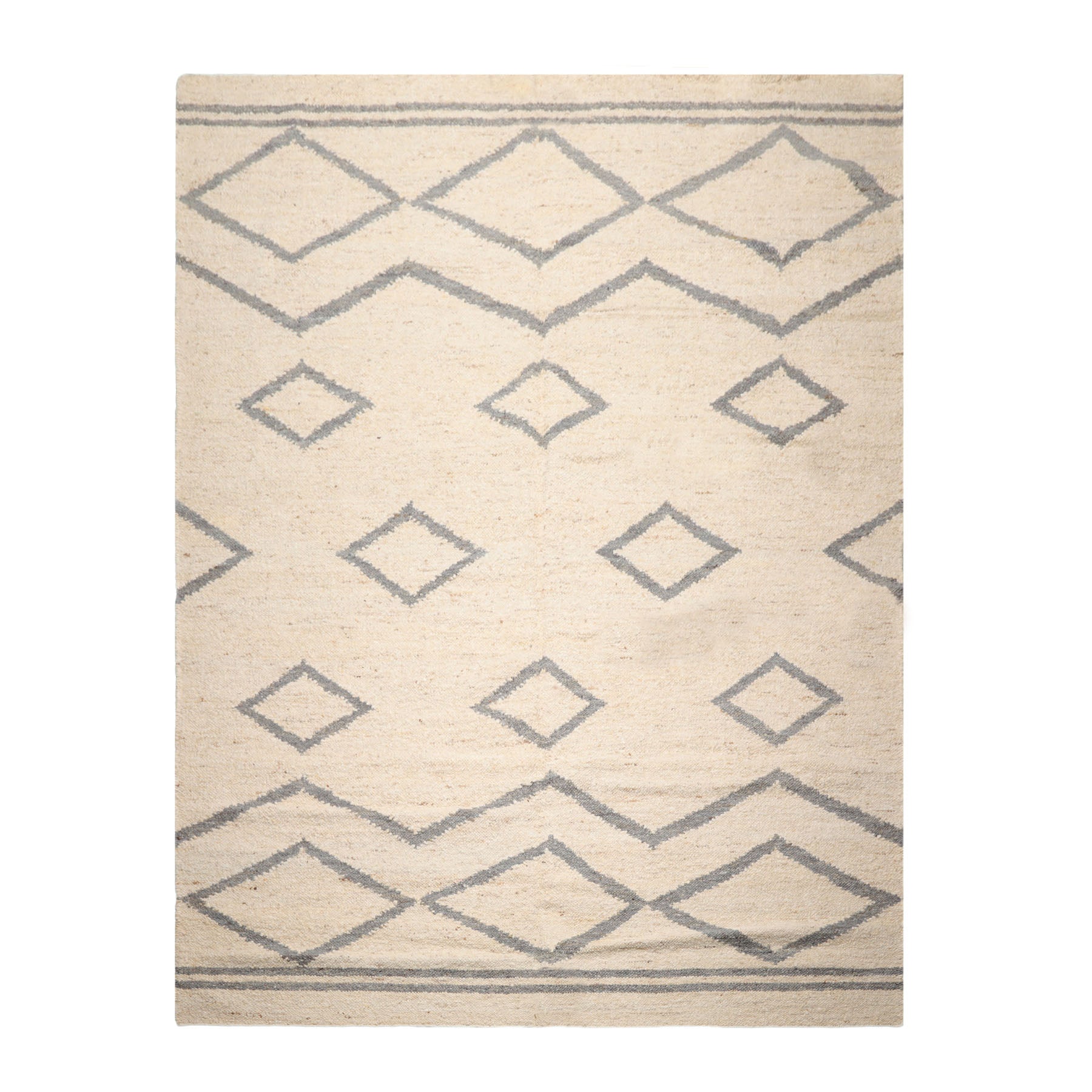 LoomBloom 9x12 Hand Woven Beige Wool Oriental Area Rug with Contemporary Geometric Design
