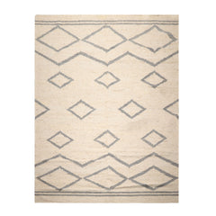 LoomBloom 9x12 Hand Woven Beige Wool Oriental Area Rug with Contemporary Geometric Design