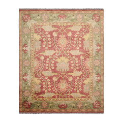 Multi Size Raspberry, Green Hand Knotted Oushak 100% Wool William Morris Arts & Crafts Oriental Area Rug