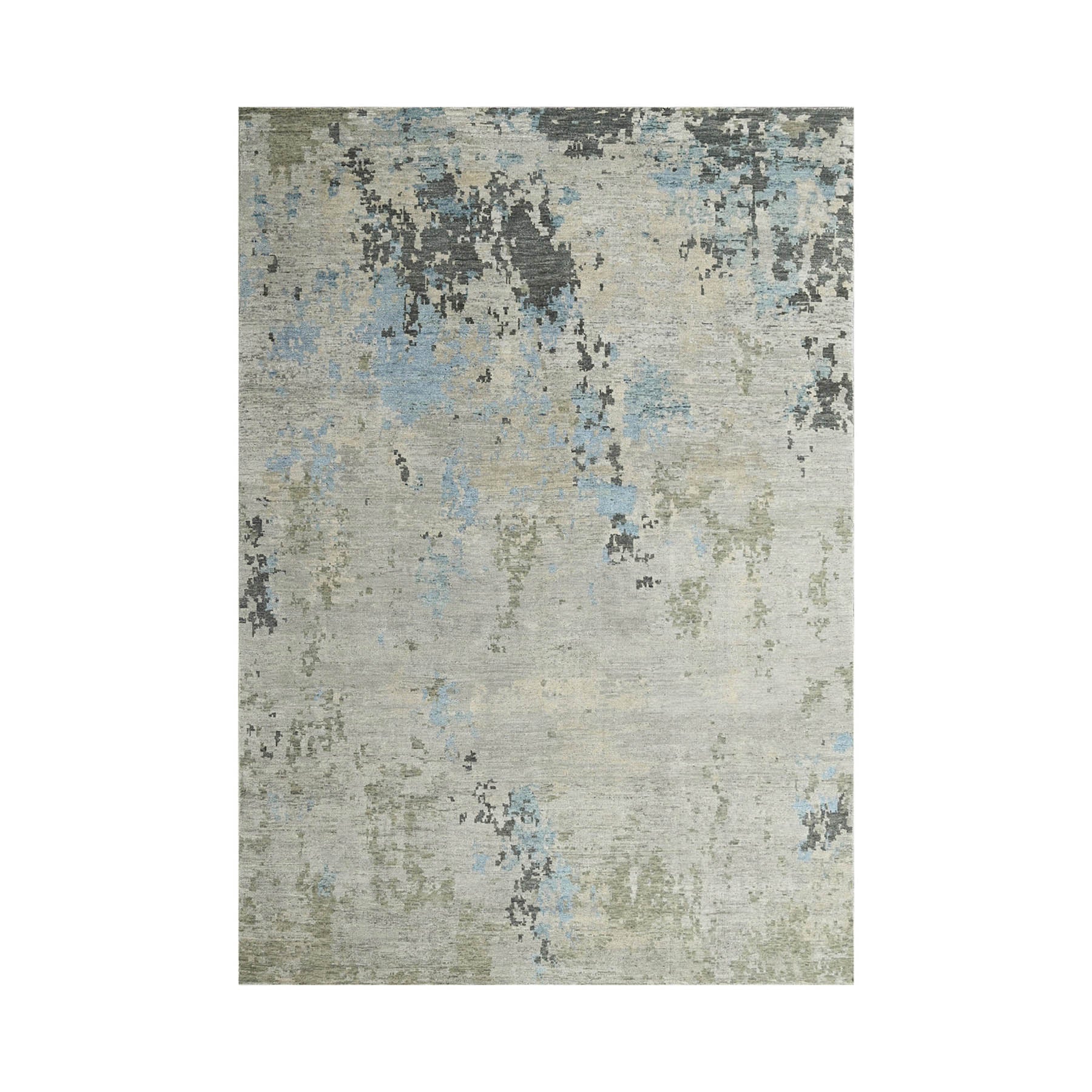8' 10"x12'  Gray Beige Blue Color Hand Knotted Tibetan  100% Wool Modern & Contemporary Oriental Rug