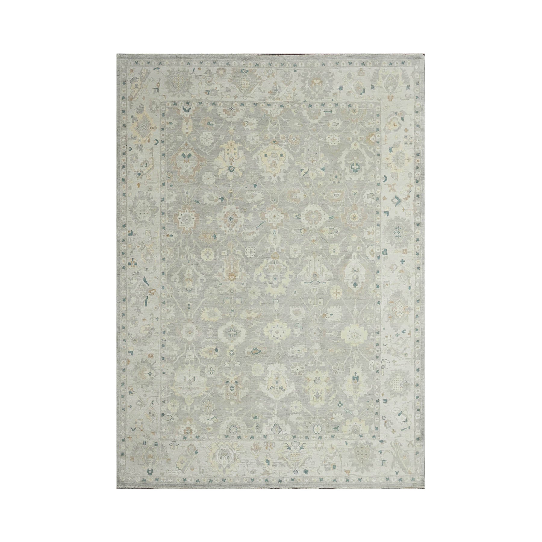 Fetuuaho 10x14 Gray, Beige Hand Knotted Afghan Oushak 100% Wool Traditional Oriental Area Rug