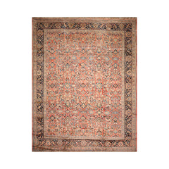 Fahed 10x14 Hand Knotted 100% Wool Mahal Traditional Oriental Area Rug Salmon, Black Color