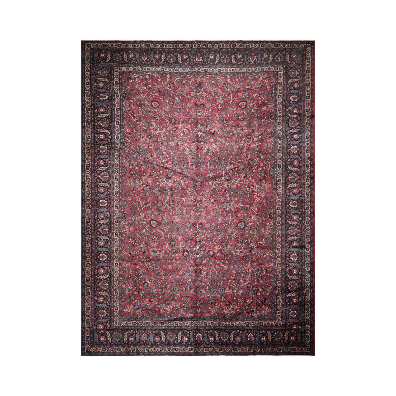 Chalco Palace Hand Knotted 100% Wool Mashad Traditional Oriental Area Rug Burgundy, Midnight Blue Color