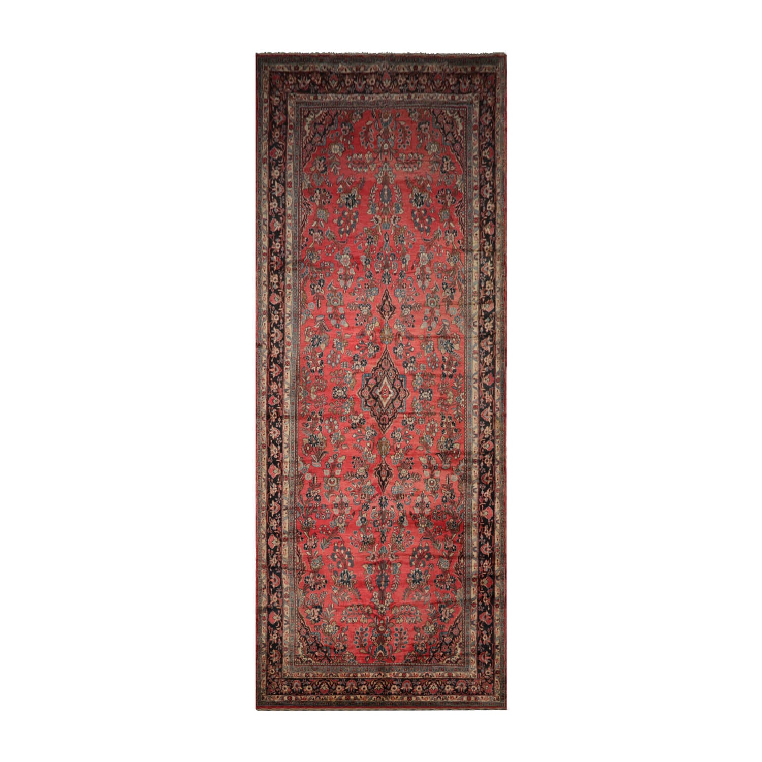 Alexx Palace Hand Knotted 100% Wool Lilihaan Traditional Oriental Area Rug Rose, Charcoal Color