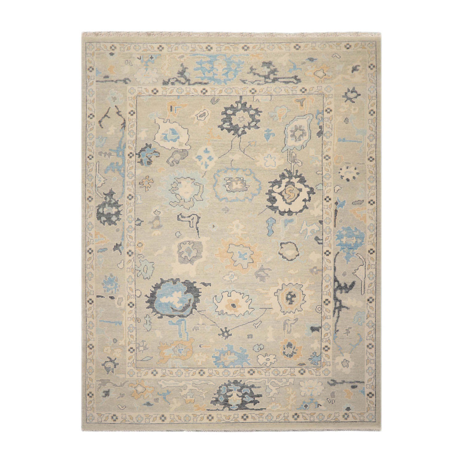 Clyde 9x12 Mint,Beige Hand Knotted All-Over Wool Oushak Traditional  Oriental Area Rug
