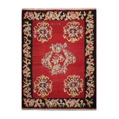 Emrah 9x12 Hand-Woven Rusty Red Traditional Southwestern Floral Wool Area Rug