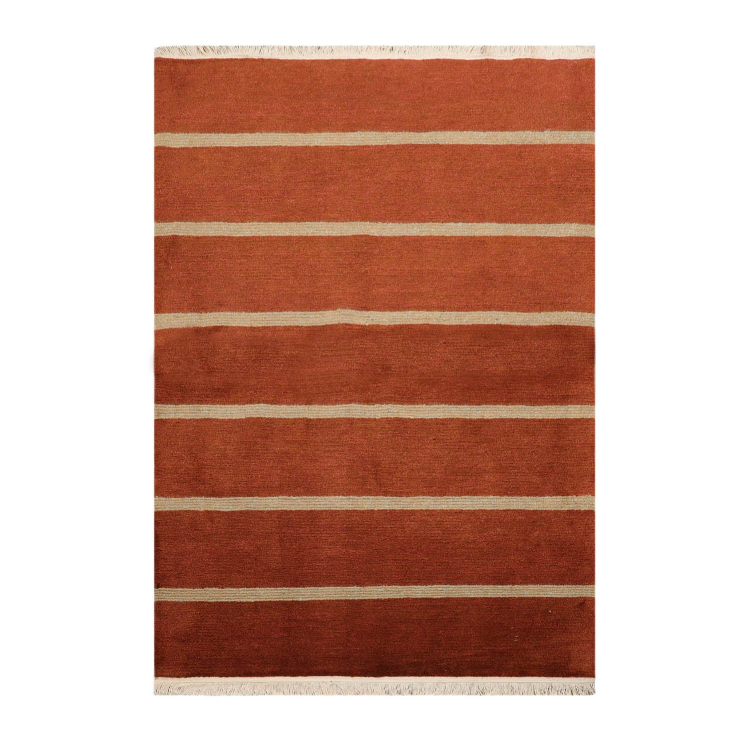 Algona 4x6 Burnt Orange Hand Knotted Tibetan Modern  Striped Wool Oriental Area Rug