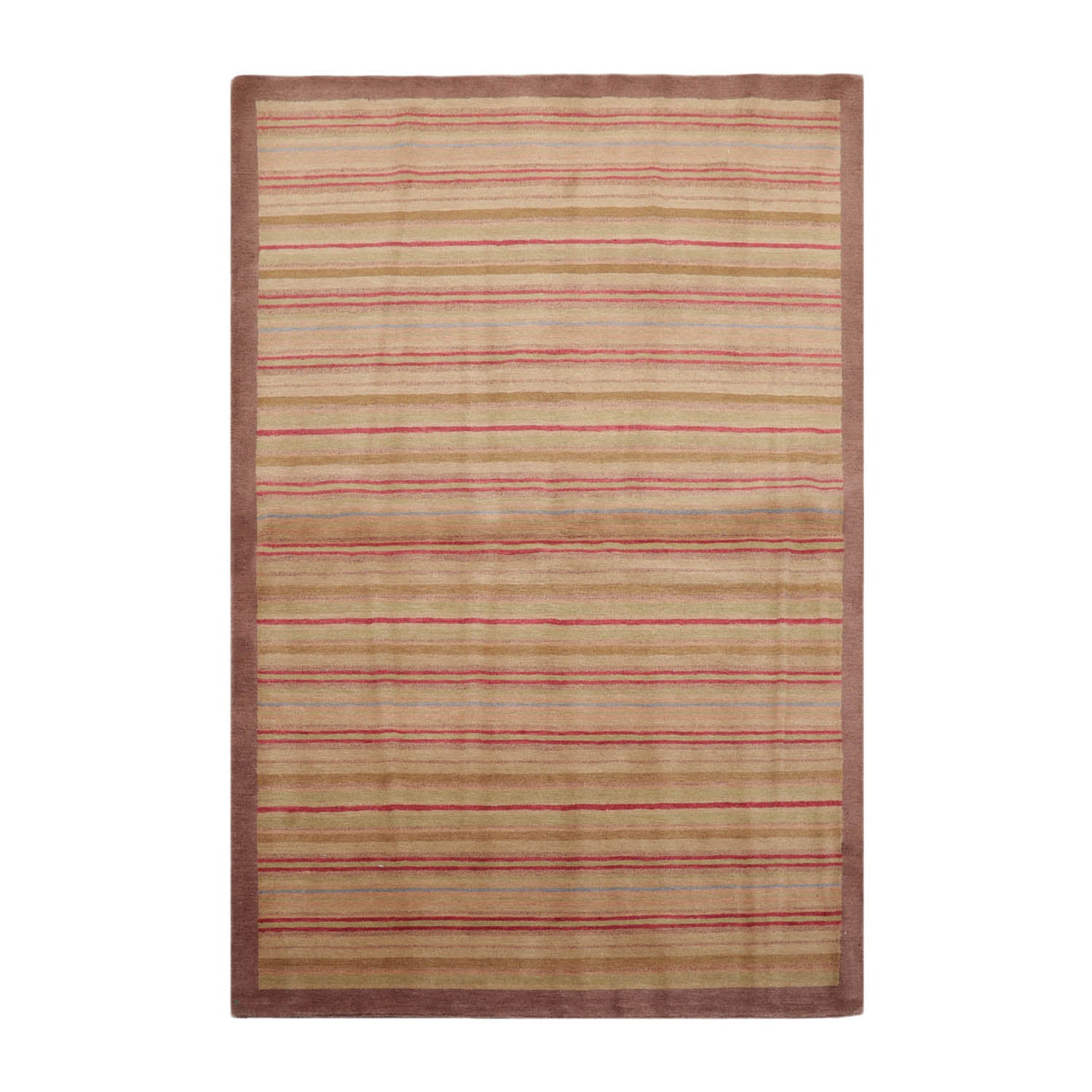 Gaje 4x6 Sage Hand Knotted Tibetan Contemporary Striped Wool Oriental Area Rug