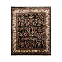 Wuest 8x10 Black Hand Knotted Traditional 150 KPSI All-Over Wool Oriental Area Rug