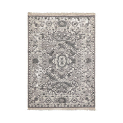 Cynii LoomBloom Hand Woven White Oriental Area Rug 5x8 in Traditional Kilim Wool
