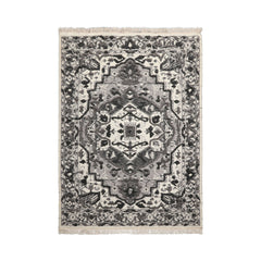 Brizleth LoomBloom Hand Woven White Oriental Area Rug 5x8 in Traditional Kilim Wool