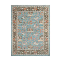 9x12 Aqua Brown Coral Color Hand Knotted Oushak Arts & Crafts Wool Arts & Crafts/Mission Oriental Rug