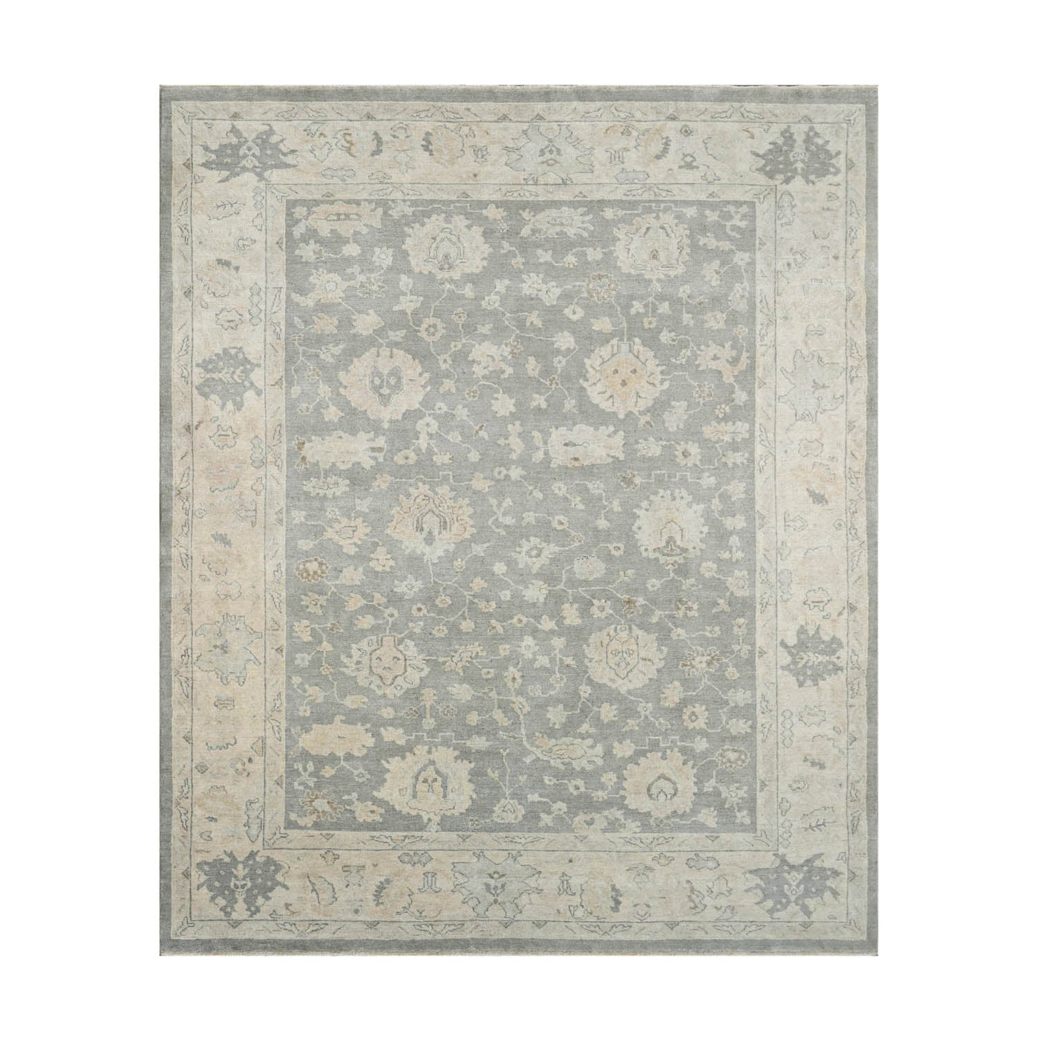 Multi Size Gray, Beige Muted Earth Tones Color Hand Knotted Oushak Wool Traditional Oriental Rug