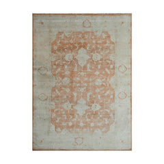 9x12 Peach Gray Beige Color Hand Knotted Oushak Wool Traditional Oriental Rug