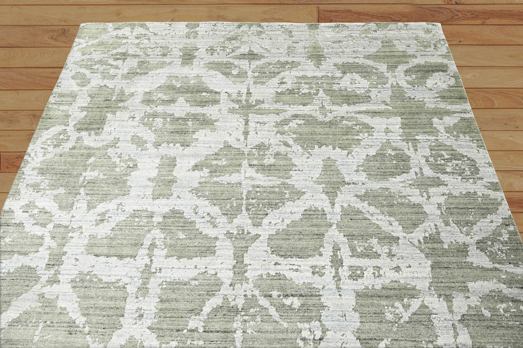 6' 8''x9' 5'' Tone On Tone Gray Color Hand Knotted  Wool/Bamboo Silk Transitional Oriental Area Rug