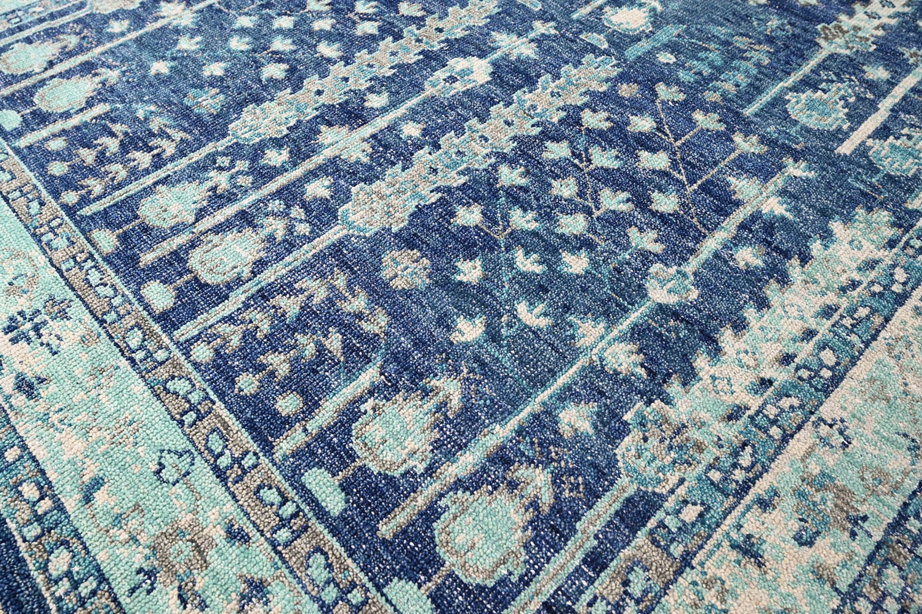 Multi Size Blue, Aqua Hand Knotted Arts & Crafts 100% Wool Turkish Oushak Traditional Oriental Area Rug