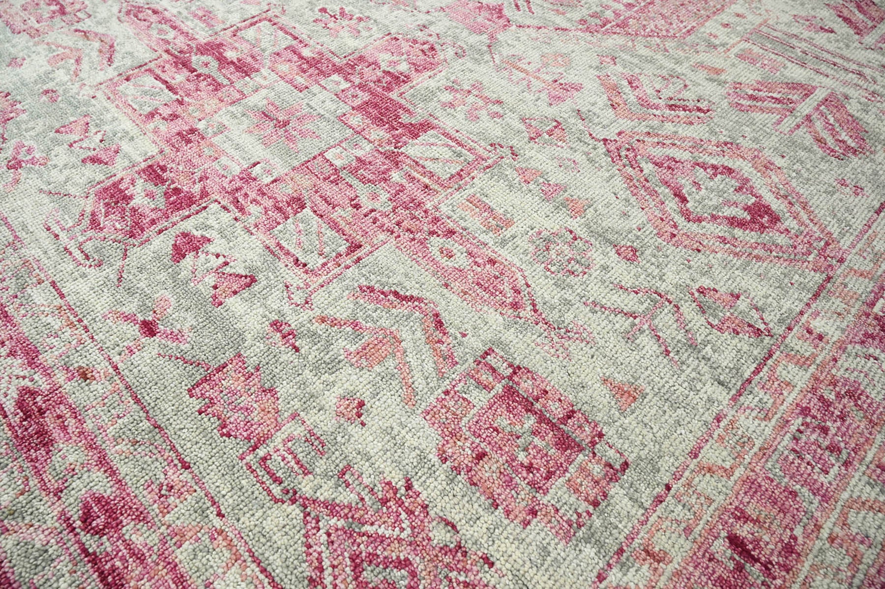 Multi Size Pink, Gray Hand Knotted Arts & Crafts 100% Wool Turkish Oushak Traditional Oriental Area Rug