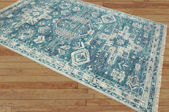 Multi Size Blue, Gray Hand Knotted Arts & Crafts 100% Wool Turkish Oushak Traditional Oriental Area Rug