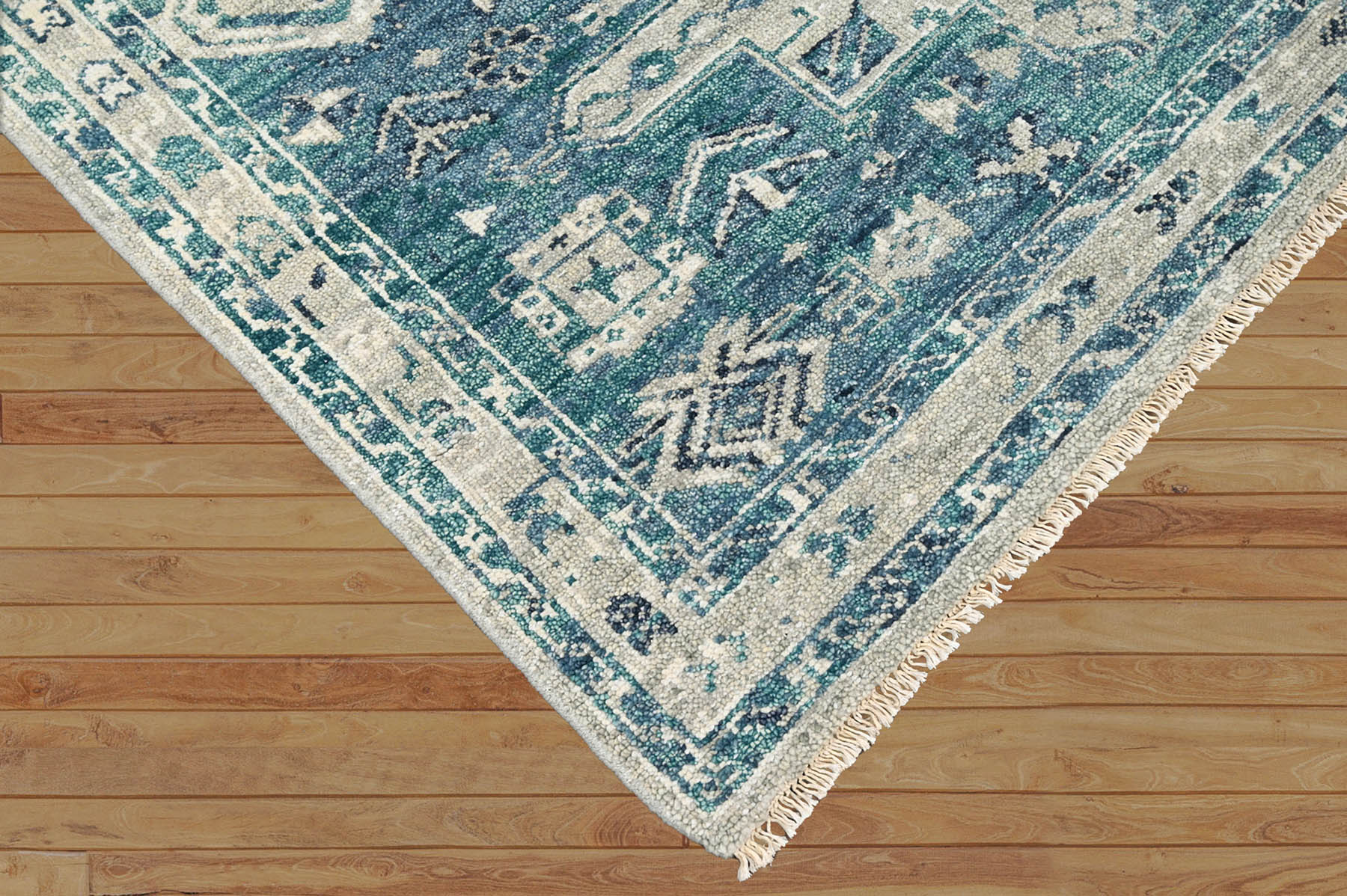 Multi Size Blue, Gray Hand Knotted Arts & Crafts 100% Wool Turkish Oushak Traditional Oriental Area Rug
