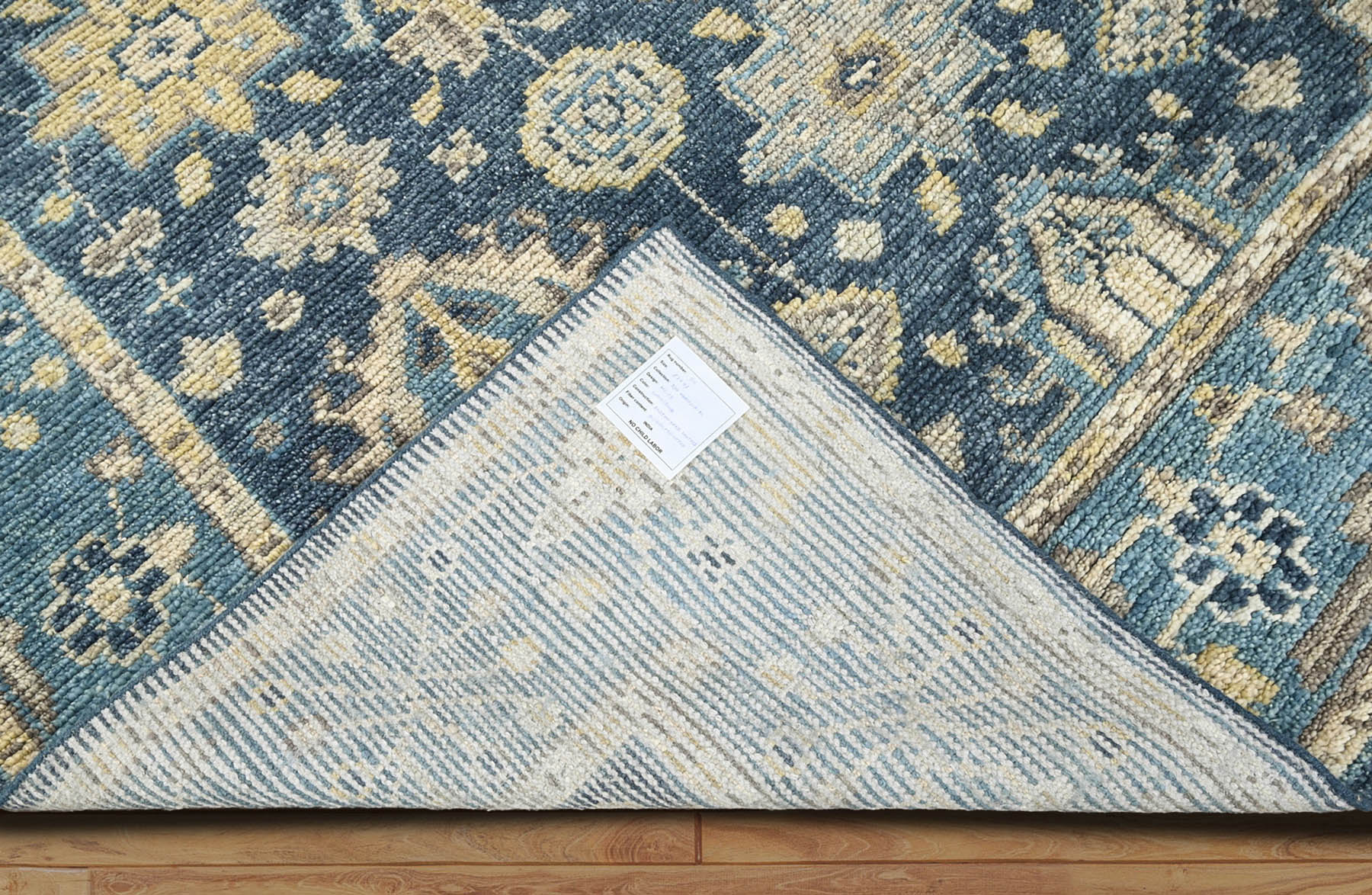 8x10 Blue, Beige Hand Knotted 100% Wool Turkish Oushak Transitional Oriental Area Rug