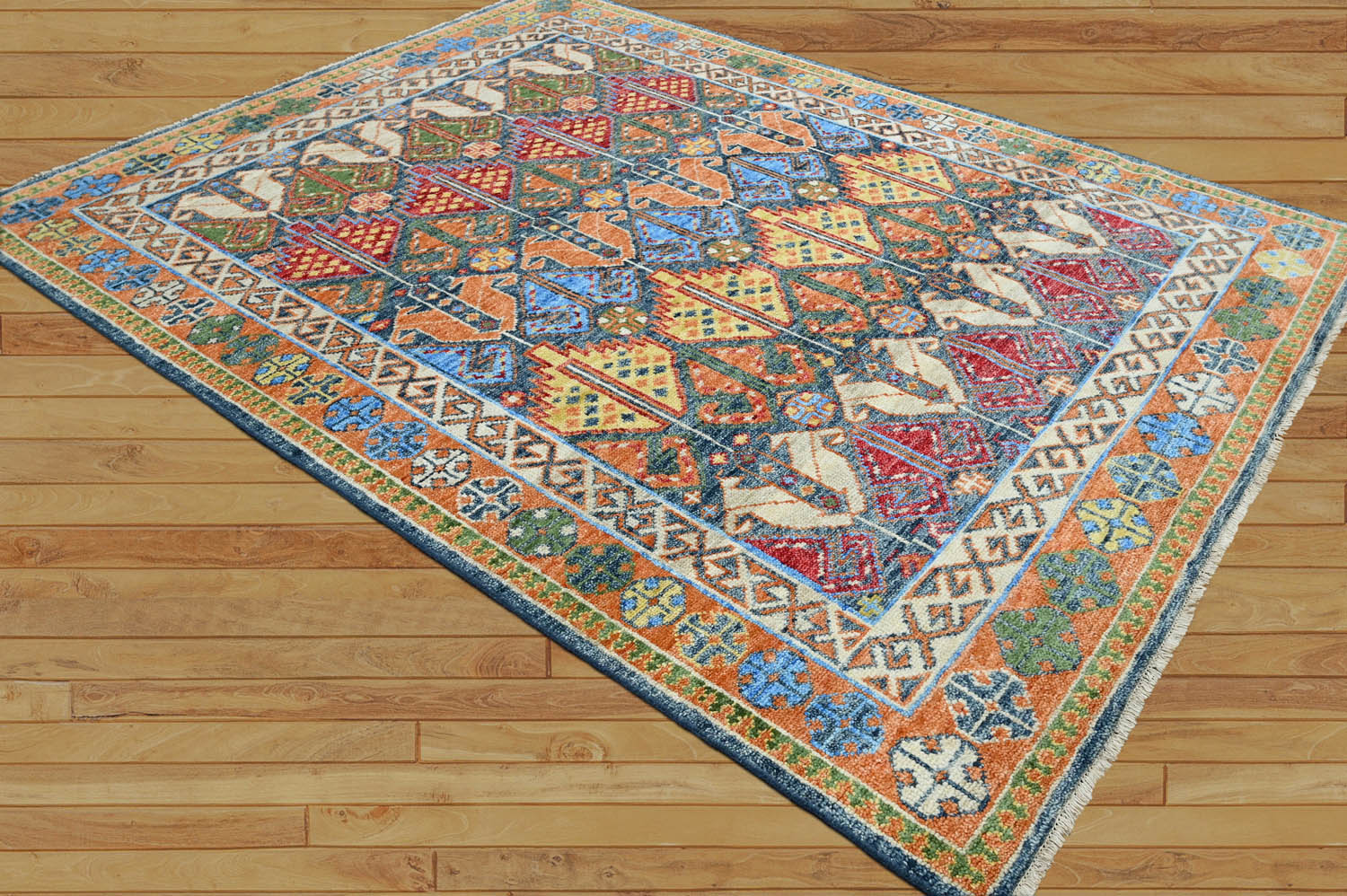 8x10 Green Gold Orange Color Hand Knotted Oushak Arts & Crafts Wool Arts & Crafts/Mission Oriental Rug
