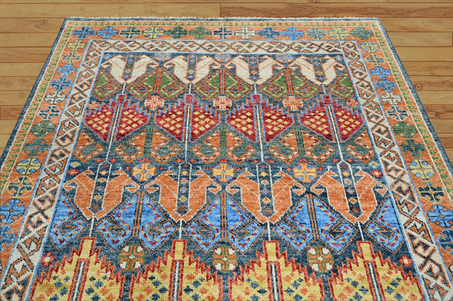 8x10 Green Gold Orange Color Hand Knotted Oushak Arts & Crafts Wool Arts & Crafts/Mission Oriental Rug