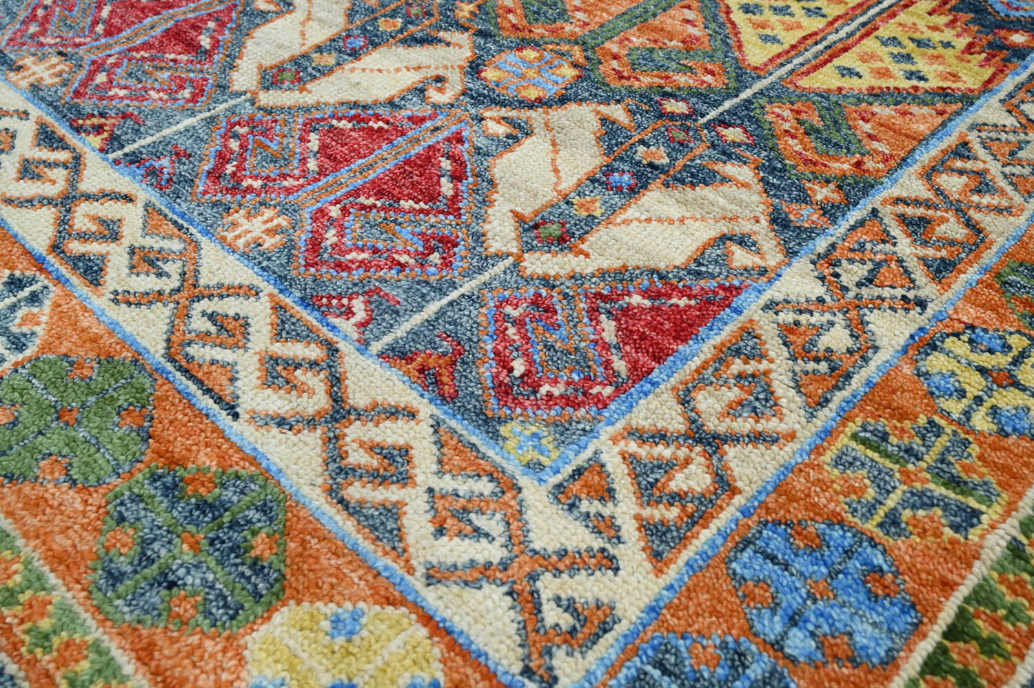 8x10 Green Gold Orange Color Hand Knotted Oushak Arts & Crafts Wool Arts & Crafts/Mission Oriental Rug