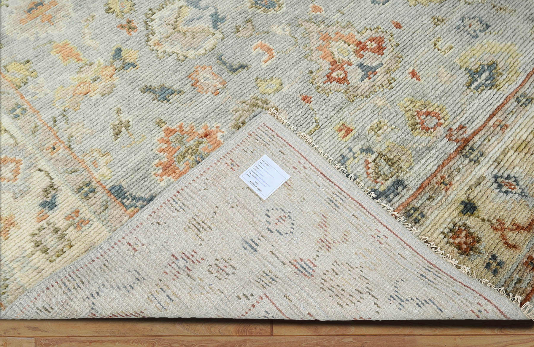 Lesh 9x12 Slate, Beige Hand Knotted Afghan Oushak 100% Wool Traditional Oriental Area Rug