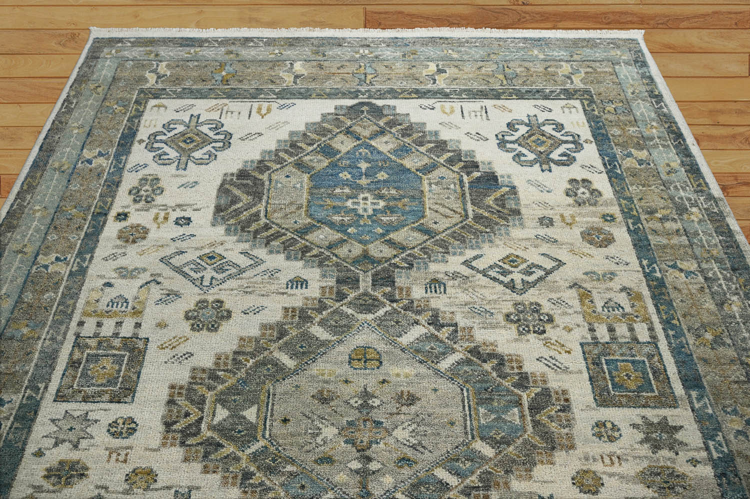 9x12 Beige Gray Moss Color Hand Knotted Oushak Wool Traditional Oriental Rug