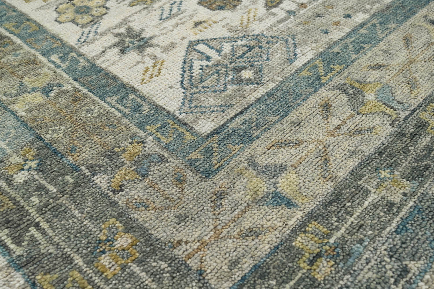 9x12 Beige Gray Moss Color Hand Knotted Oushak Wool Traditional Oriental Rug