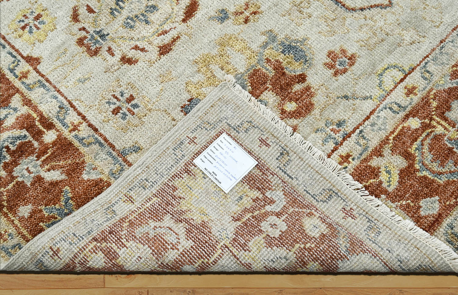 8x10 Beige Burnt Orange Gold Color Hand Knotted Oushak Wool Traditional Oriental Rug