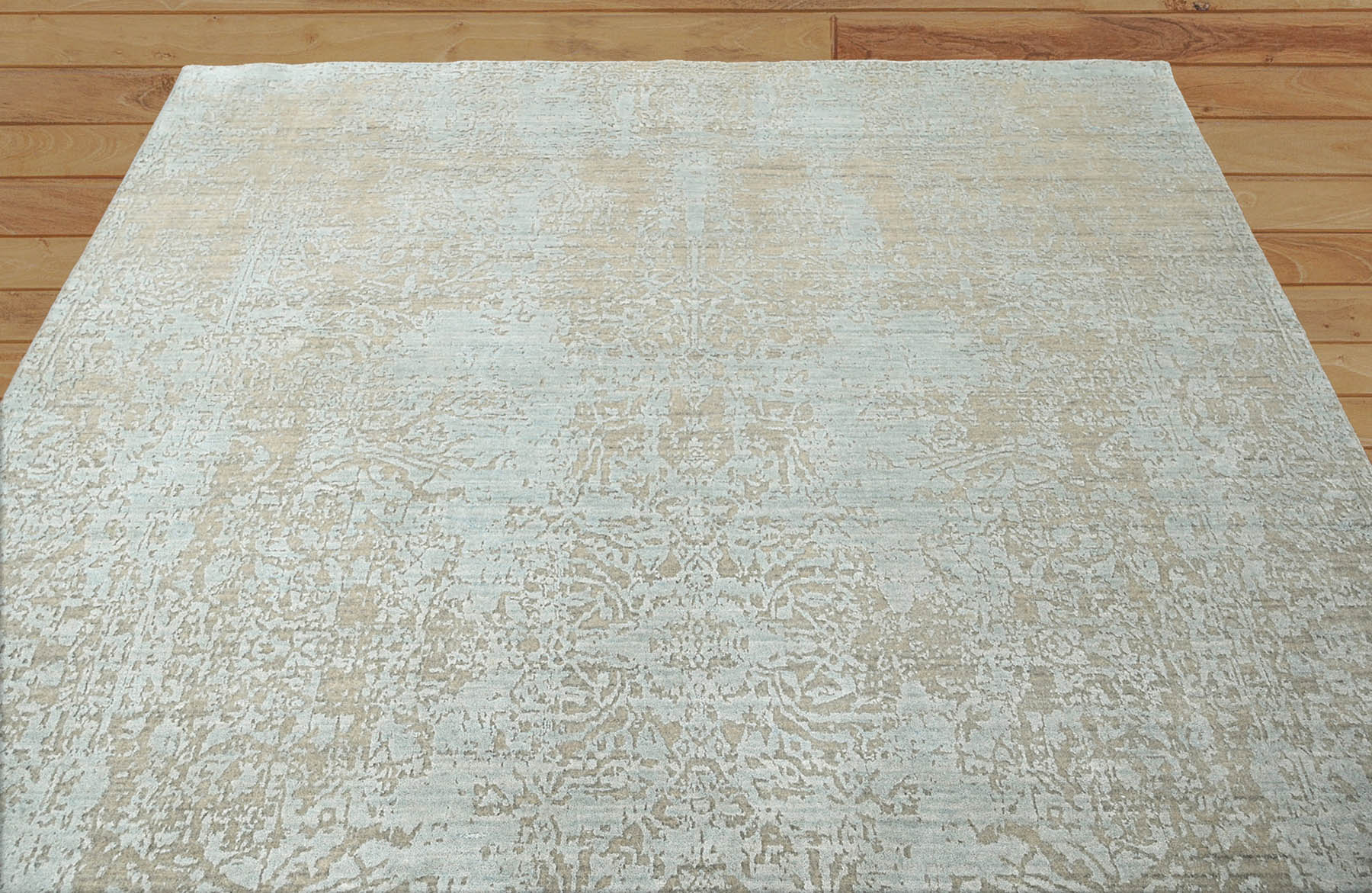 Owes 8x10 Blue, Gray Hand Knotted 100% Wool Transitional Oriental Area Rug Light