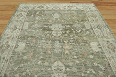 Elwin 9x12 Hand Knotted 100% Wool Oushak Traditional Oriental Area Rug Sage, Green Color