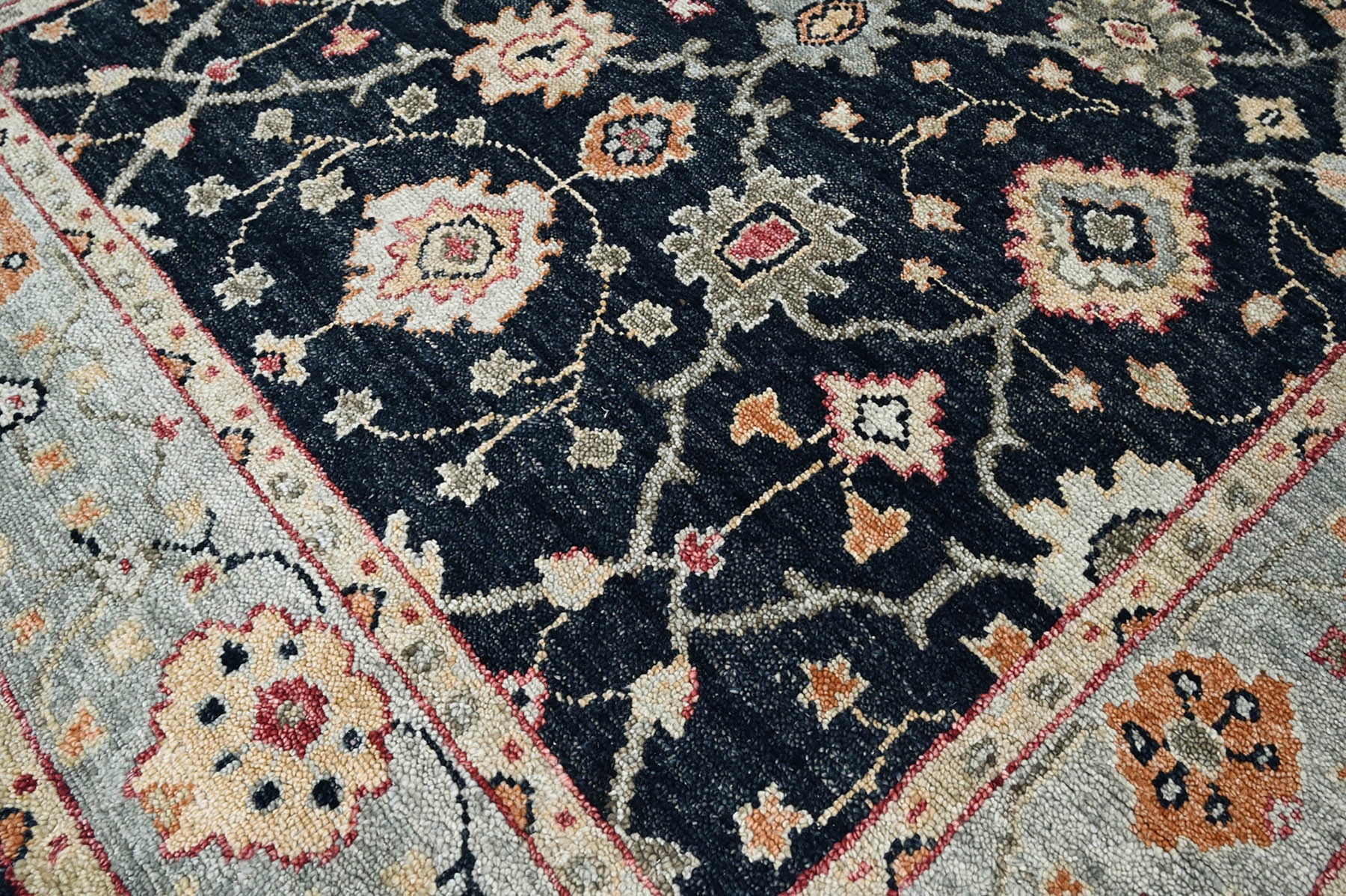 Multi Size Charcoal, Gray Hand Knotted 100% Wool Indo Oushak Traditional Oriental Area Rug