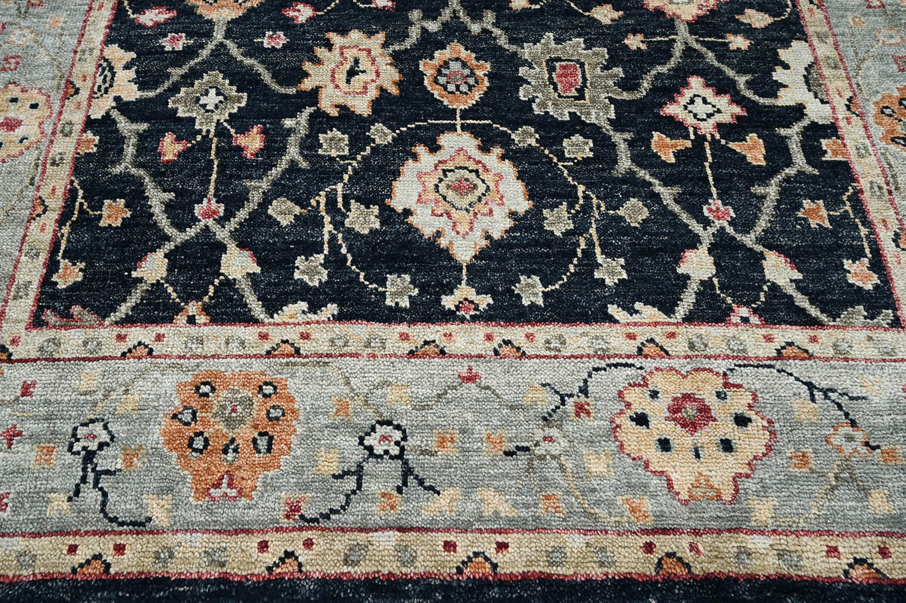 Multi Size Charcoal, Gray Hand Knotted 100% Wool Indo Oushak Traditional Oriental Area Rug