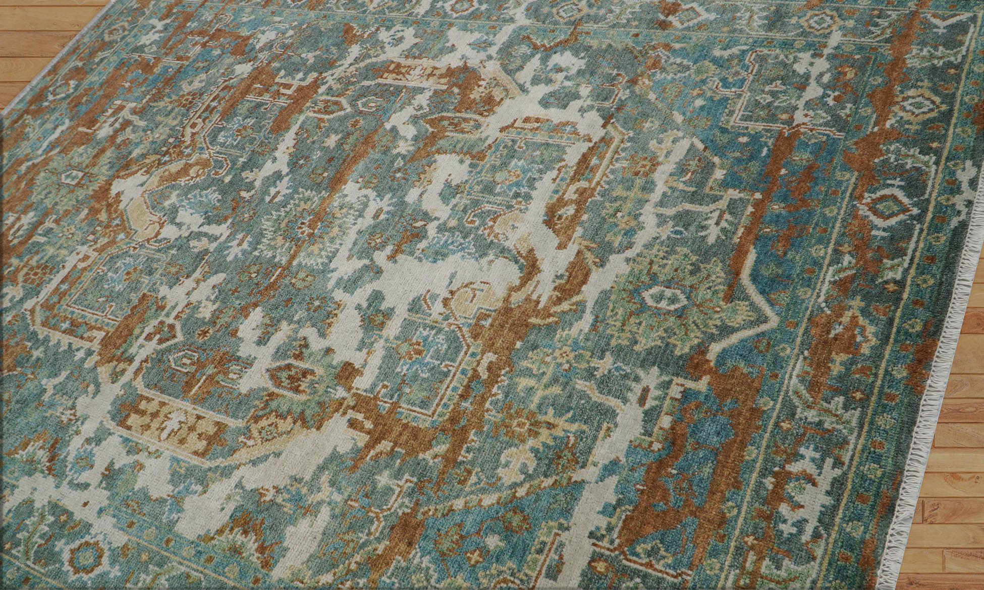 Bock 8x10 Hand Knotted Turkish Oushak  100% Wool Transitional Oriental Area Rug Beige, Rust Color