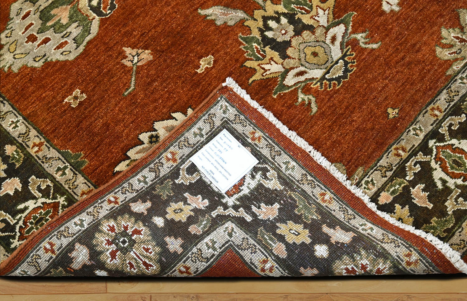 6x9 Burnt Orange Olive Green Beige Color Hand Knotted Oushak Arts & Crafts Wool Arts & Crafts/Mission Oriental Rug