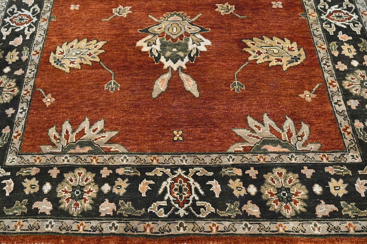 6x9 Burnt Orange Olive Green Beige Color Hand Knotted Oushak Arts & Crafts Wool Arts & Crafts/Mission Oriental Rug