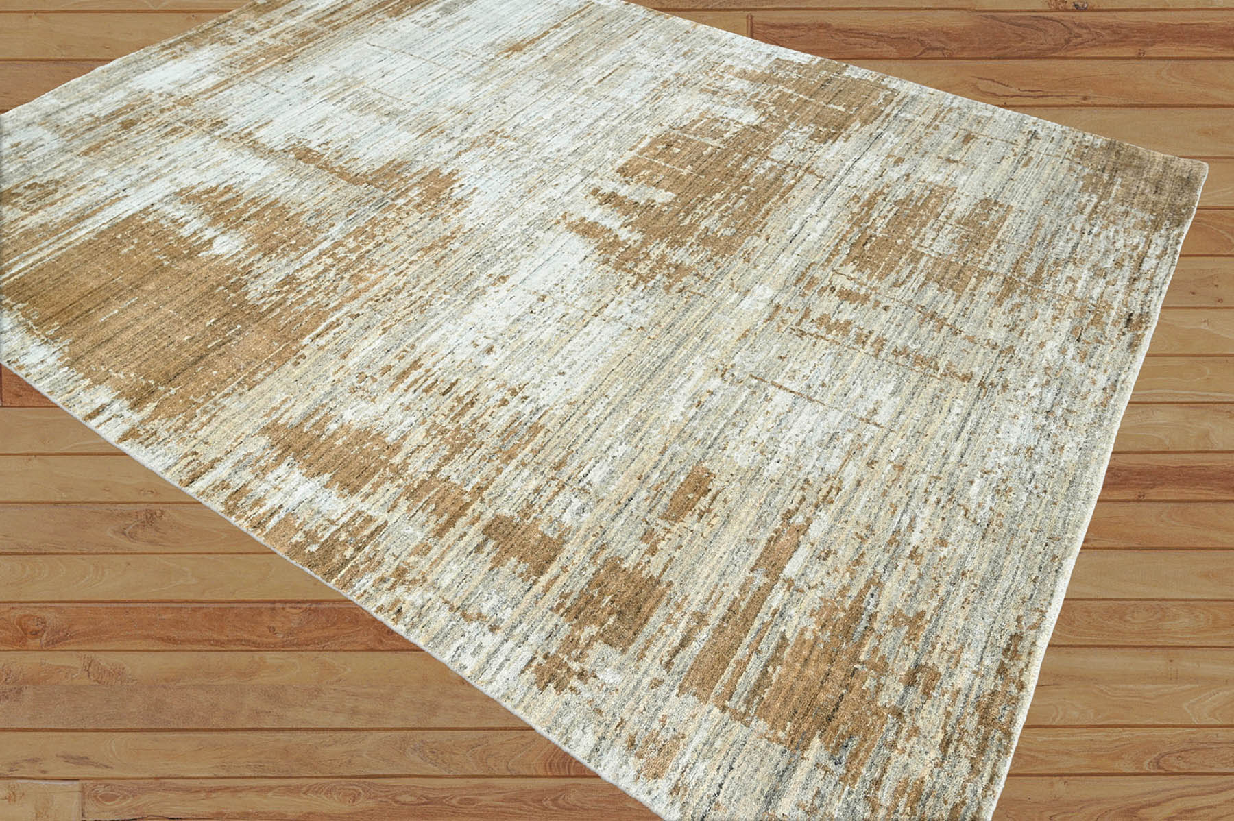 Lesbia 8x10 Gray, Beige Hand Knotted Oushak 100% Wool Modern & Contemporary Oriental Area Rug