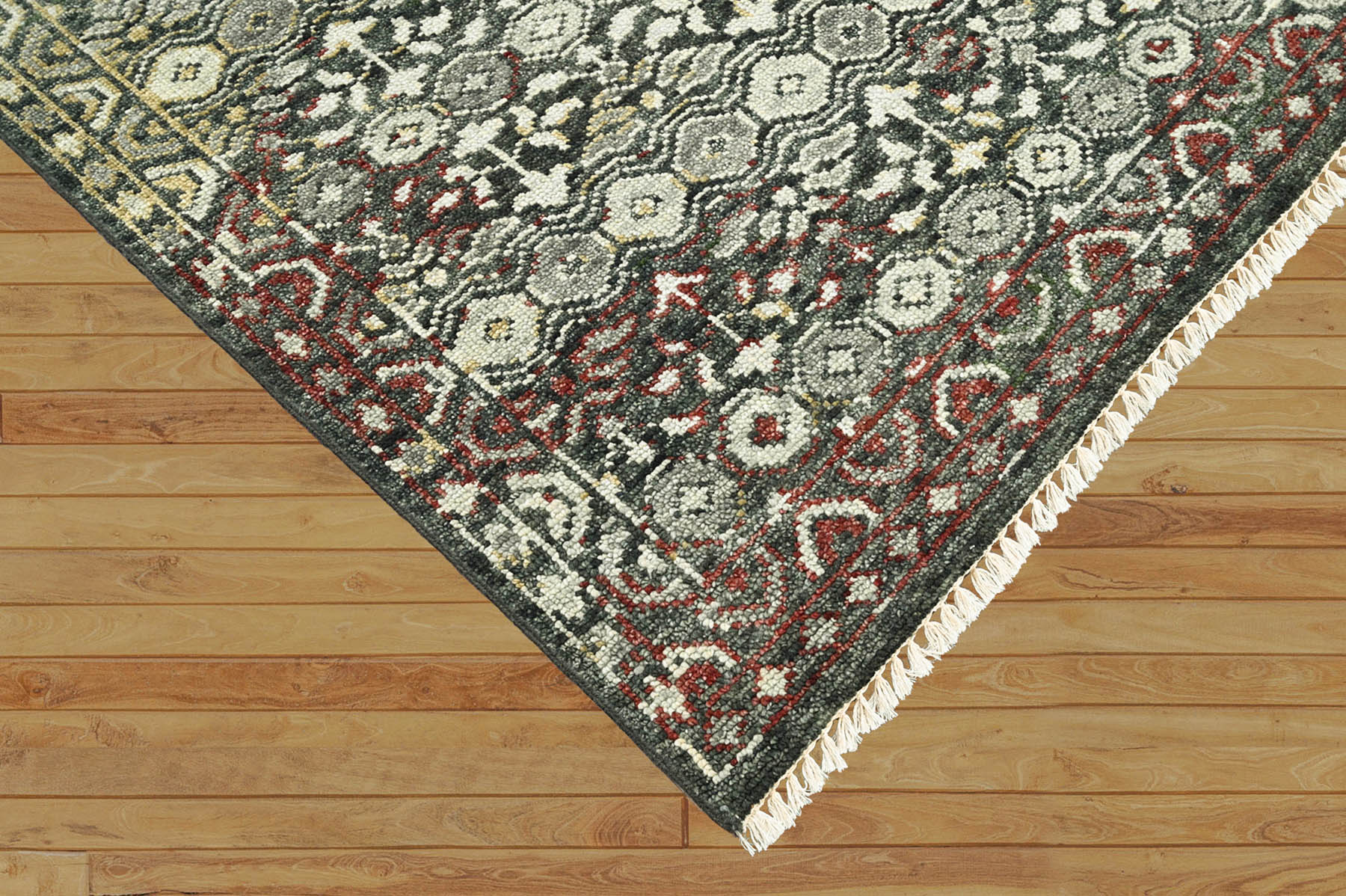 Scales 8x10 Hand Knotted 100% Wool Oushak Traditional Oriental Area Rug Charcoal Color