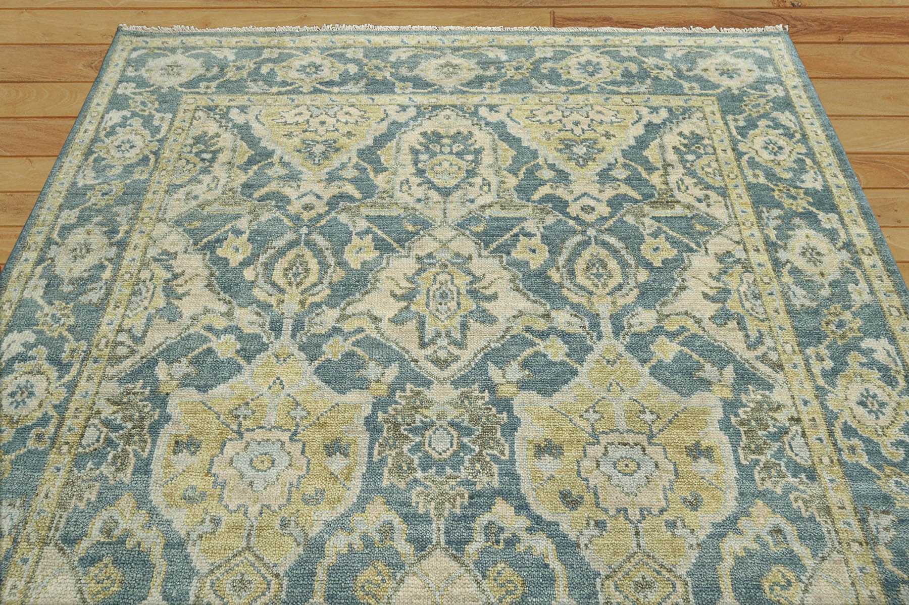 Barroso 8x10 Hand Knotted 100% Wool Oushak  Traditional Oriental Area Rug Light Blue Color
