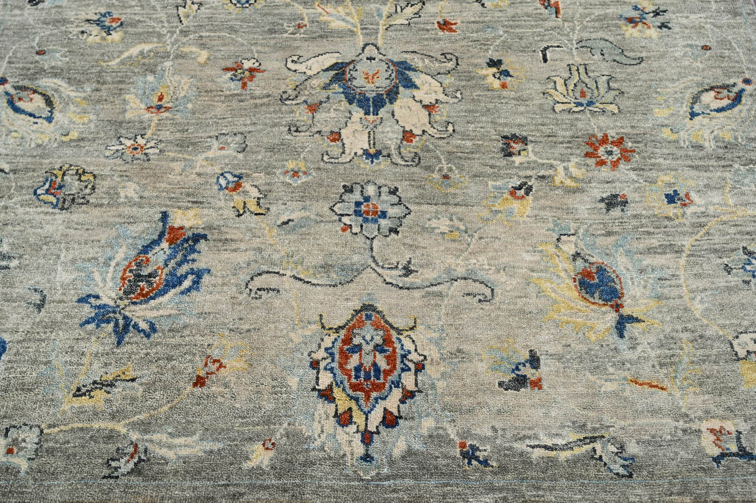 5x8 Gray Beige Blue Color Hand Knotted Transitional Wool Transitional Oriental Rug